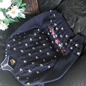 Vtg Hand Knit Wool Sweater